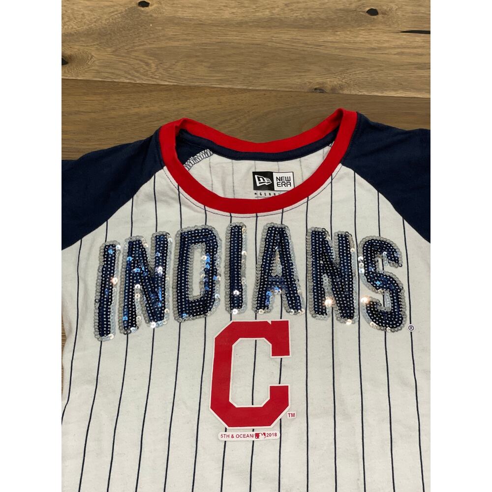 New Era Cleveland Indians Youth Top Size 6/6X Sequin Logo MLB - Picture 2 of 7